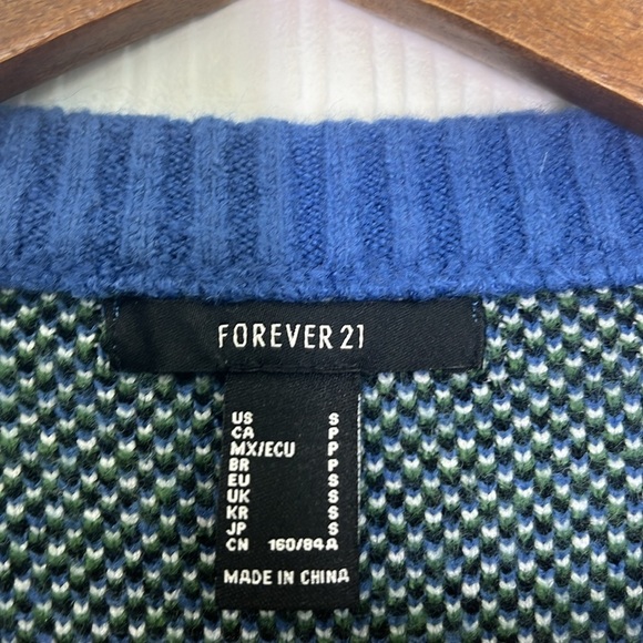 Forever 21 - Green T Rex Graphic Blue Crewneck Long Sleeve Sweater Size Small - Picture 9 of 10